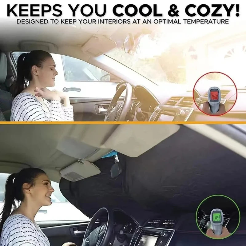 Car Window Sunshade Cover | Folding Auto UV Protection Windshield Visor lifestyle view