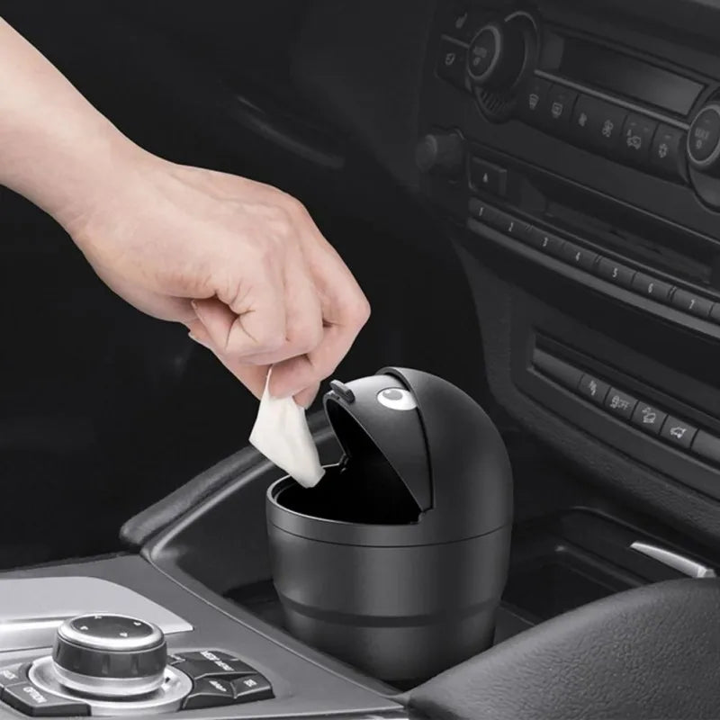 Car Trash Can Swing Lid Mini Leakproof Plastic Trash Bin