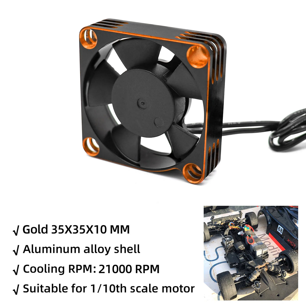RC Cooling Fan 25mm-50mm 28000 RPM for RC Crawler Motor close-up view