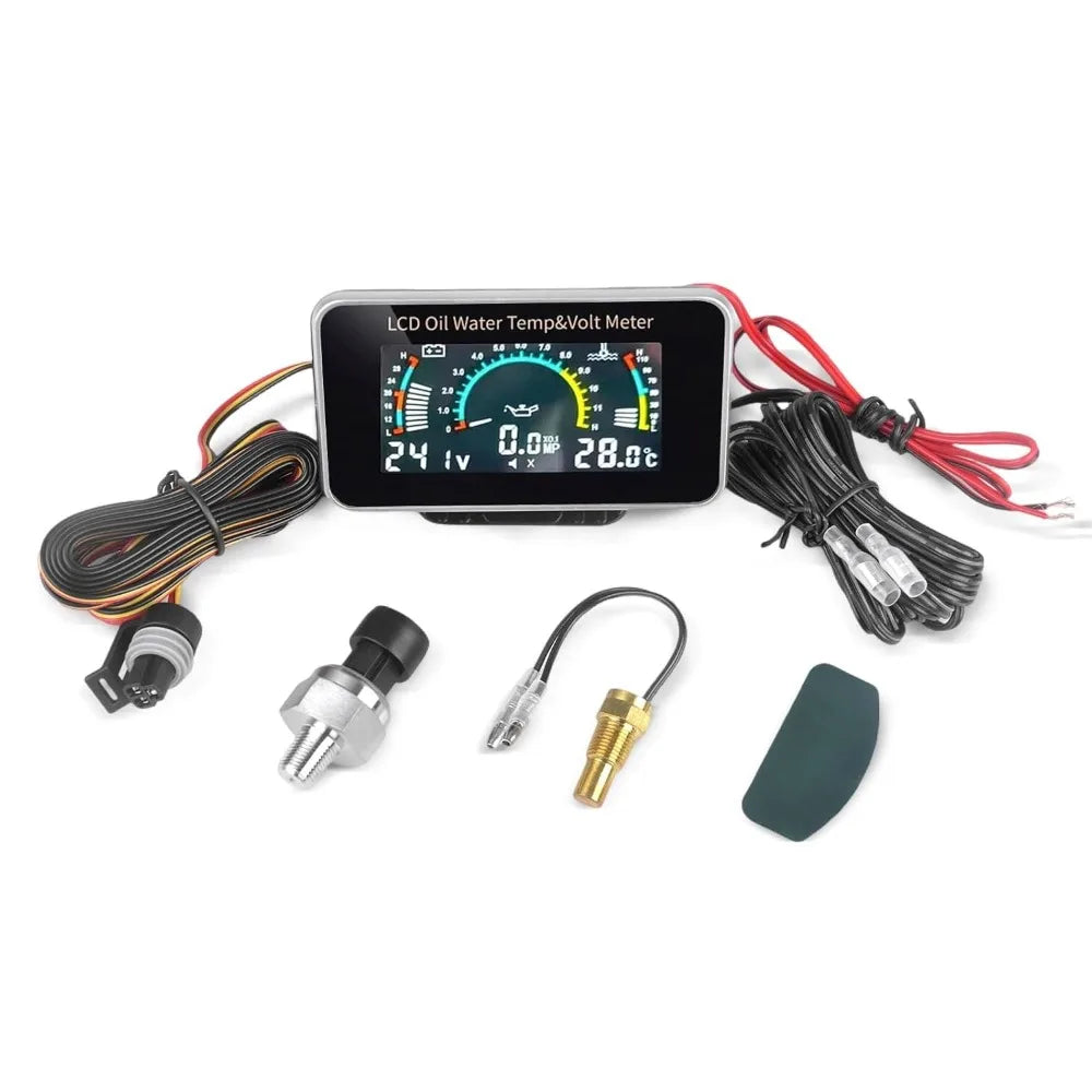 3-in-1 Auto Car LCD Meter Digital Oil Pressure Voltage Water Temperature Gauge Universal Instrument