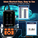 OBD2 Scanner Diagnostic Tool Code Reader for All OBDII Cars | Read & Clear Engine Codes, Live Data Stream, Battery Test, I/M Readiness, O2/EVAP Test, OBDII/EOBD