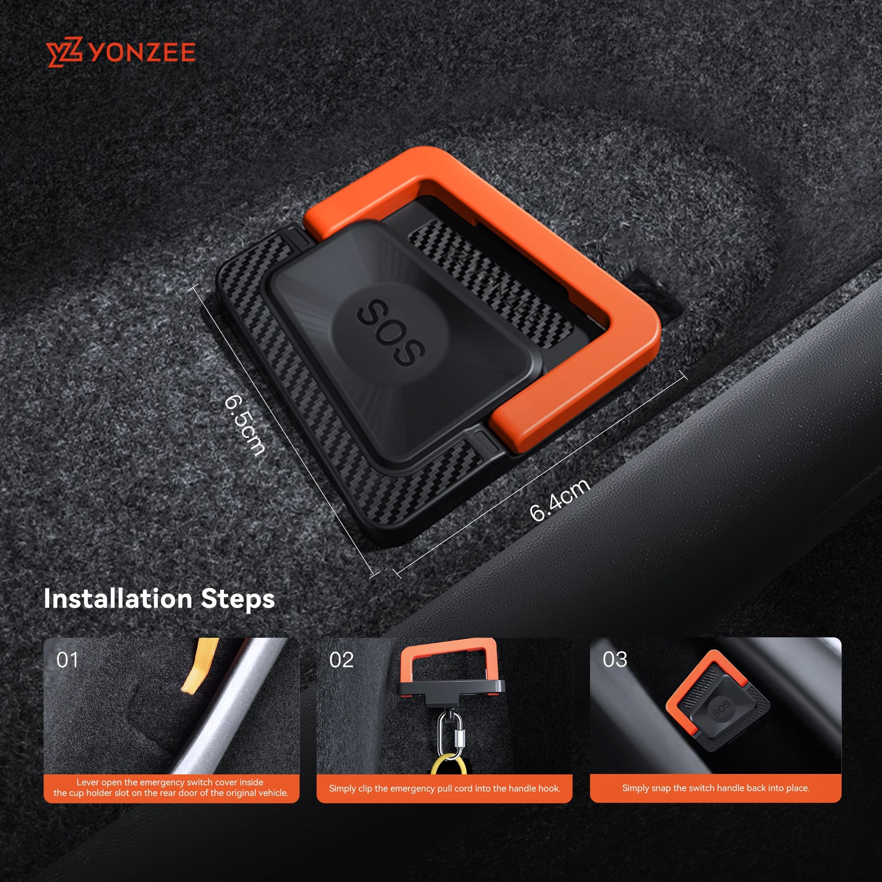 YZ Rear Door Emergency Safety Pull Rope | For Tesla Model Y/Juniper 2021-2026 & Mod additional angle
