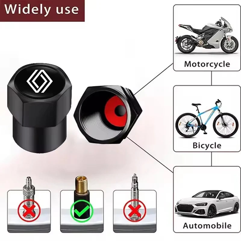 4Pcs Aluminum Alloy Tire Valve Stem Caps for Renault Models | Dust-Proof Car Tire Acc alternate view