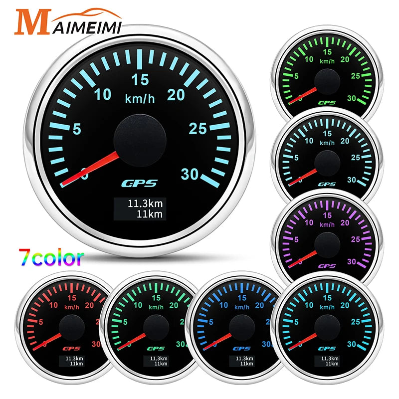 52MM Digital GPS Speedometer Gauge with Antenna | 7 Color Backlight for Car Boat Marine Motorcycle
