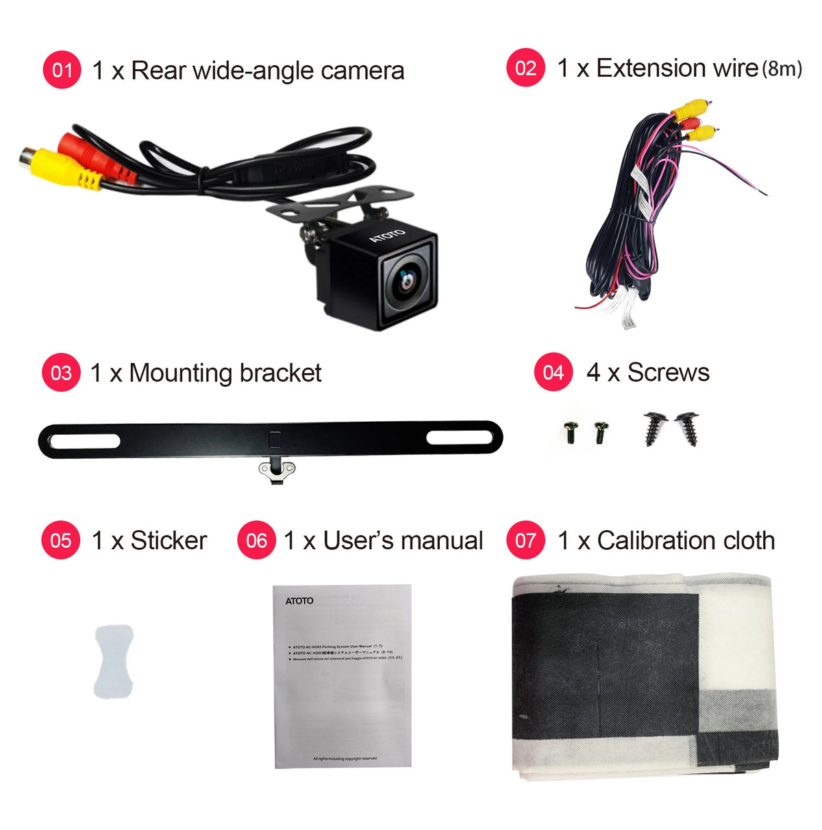 ATOTO HD03LR 720P Car Camera Rearview Backup Camera For Car HD 180 Wide-Angle Parking  LRV Live Rearview Night Vision Waterproof