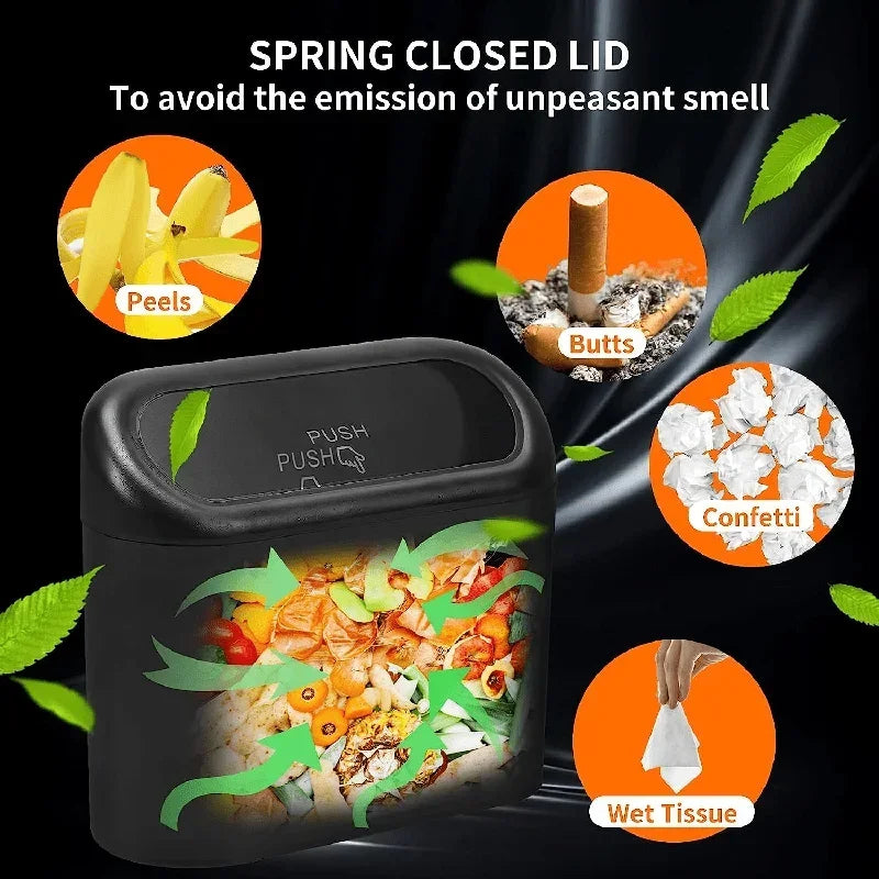 Car Trash Can With Lid, Leak-Proof Mini Car Accessories lifestyle view