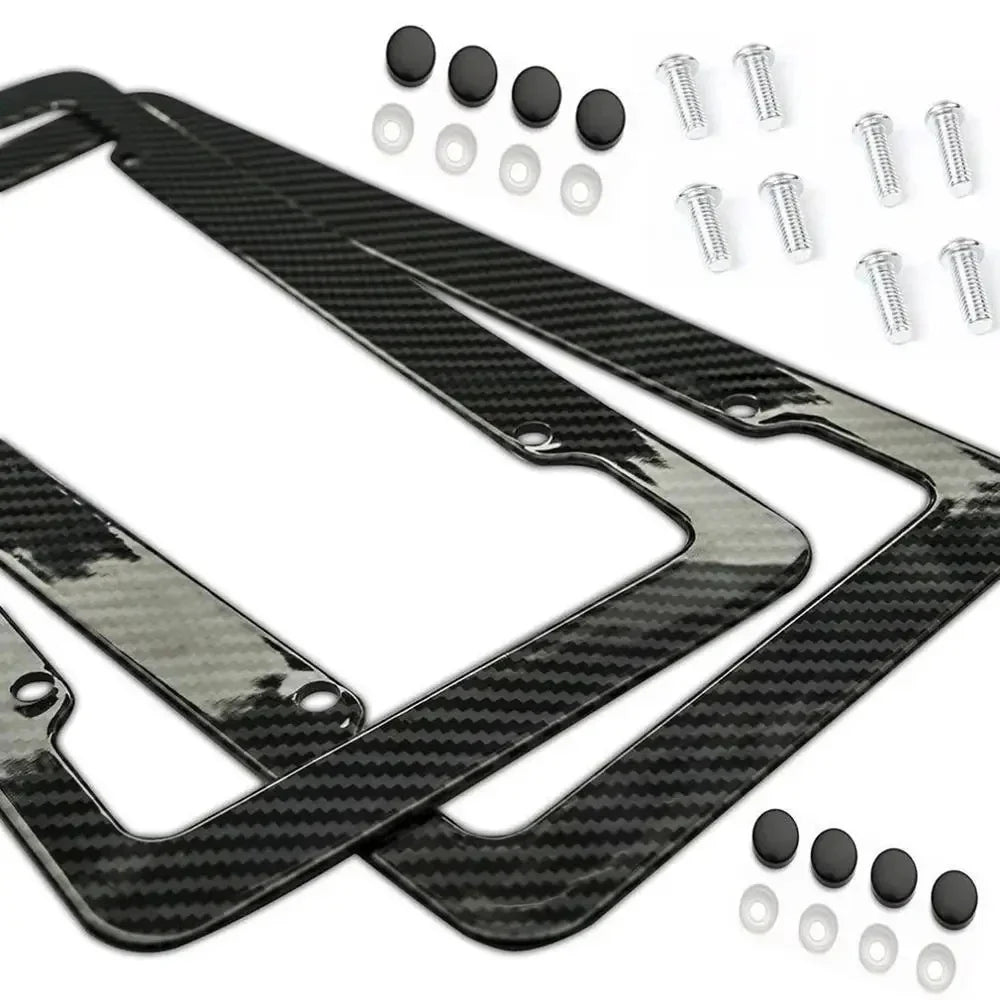 NEW Universal 30*15CM 1/2pcs License Plate Frame Carbon Pattern Plastic License Plate alternate view