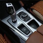 Car Styling For BMW X5 X6 E70 E71 Console Gearshift Frame Decorative Trim Strips Stain close-up view