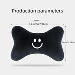 Black Bone-Shaped Car Neck Pillow with Smiley Face additional angle