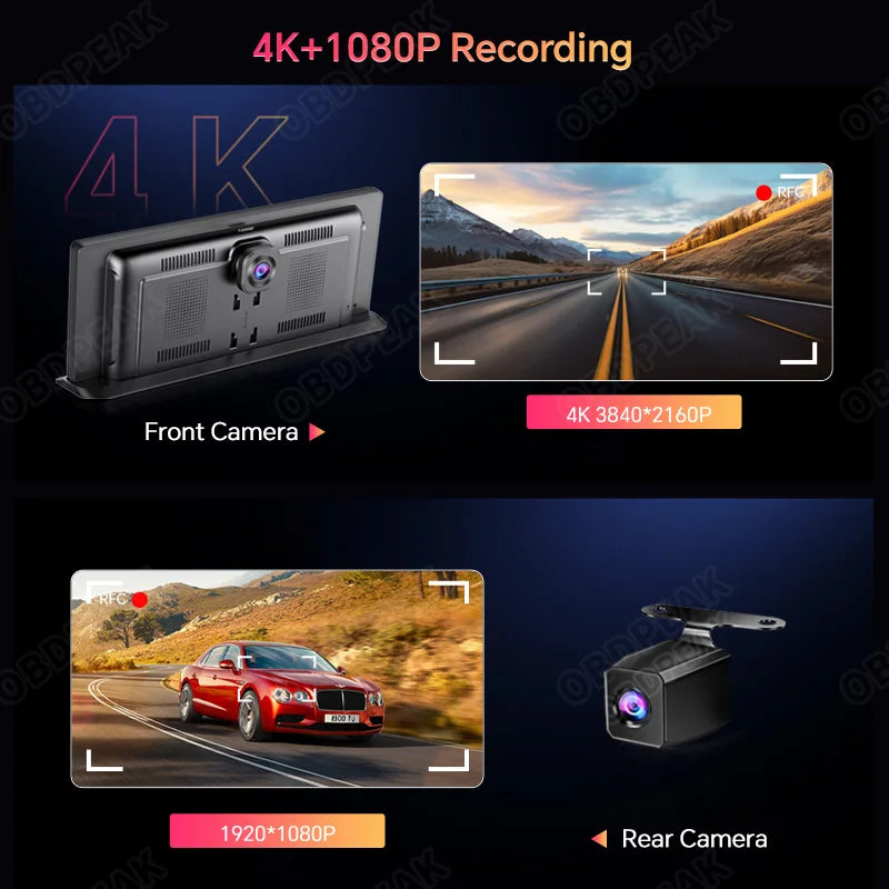 K2 Pro 11.3" Dash Cam 4K 2160P Car DVR Recording Carplay & Android Auto Wireless Conn lifestyle view