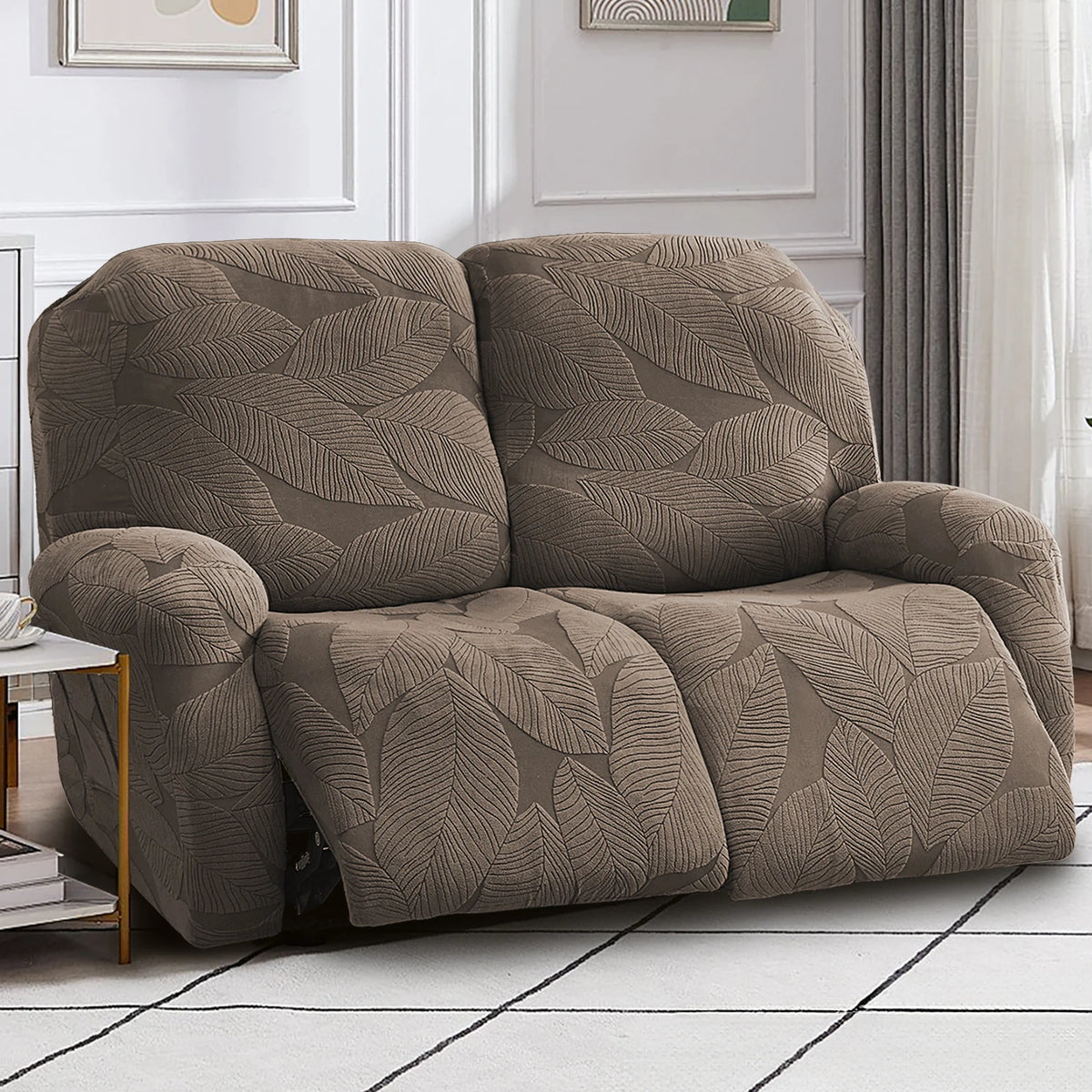 1/2/3 Seater Split Recliner Sofa Covers Solid Color Elastic Chair Cover with Side Pocket Removable Armchair Slipcover for Home