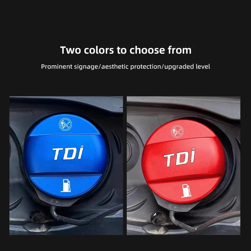 Alloy Car Fuel Cap Oil Box Lid Petrol Tank Covers For Volkswagen VW TDI Golf 7 Arteon close-up view