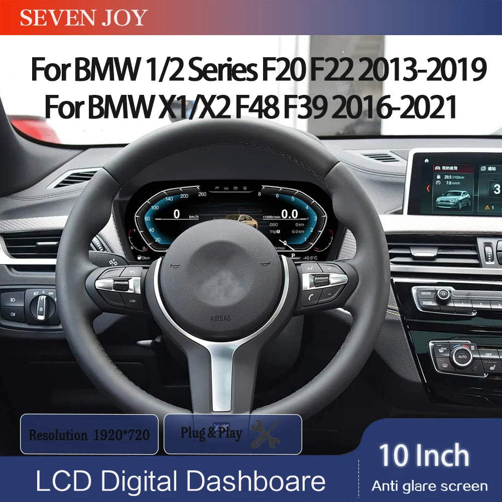 Digital Cluster LCD Dashboard for BMW 1/2 Series X1/X2 2014-2021 | 1920x720 Virtual Instrument