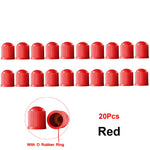 Universal Tire Valve Caps with Rubber Seal | 20 Pack Dust Covers for Cars, Trucks, SUV close-up view