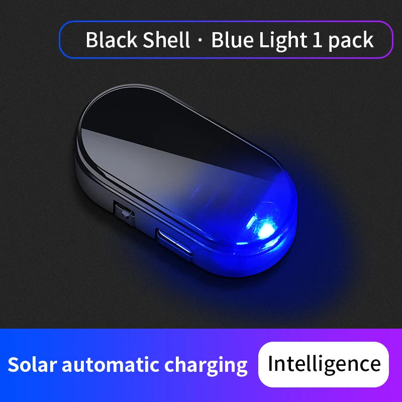 Car Fake Security Light Solar Powered Simulated Dummy Alarm Wireless Warning Anti-Thef close-up view