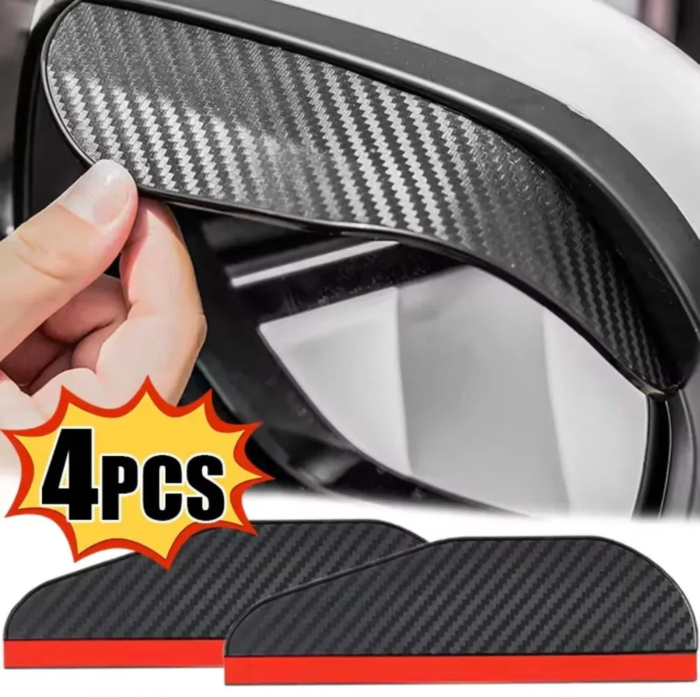 4/2PCS Car Rearview Mirror Rain Eyebrow Carbon Fiber Rain Shield Sun Shade Clear Vision Protector fo