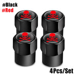 Red Skull Valve Stem Caps | 4-Pack Aluminum Alloy Tire Valve Covers for Cars, Trucks, Mo detail view