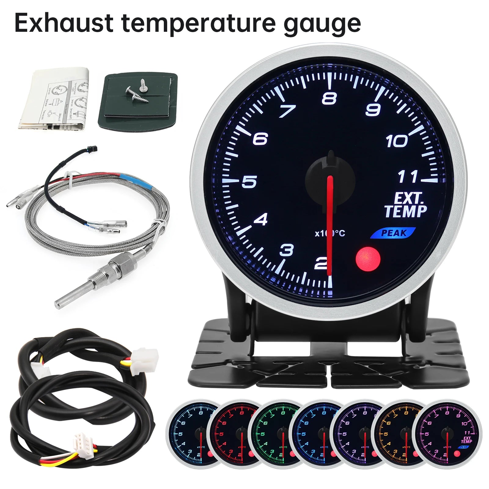 Universal 52mm 8 Color Car Gauge Set | 12V Racing Dash Meter Kit additional angle