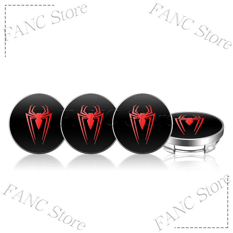 4Pcs Spider Symbol Car Wheel Hub Center Cap Badge Stickers | Universal Auto Accessories detail view