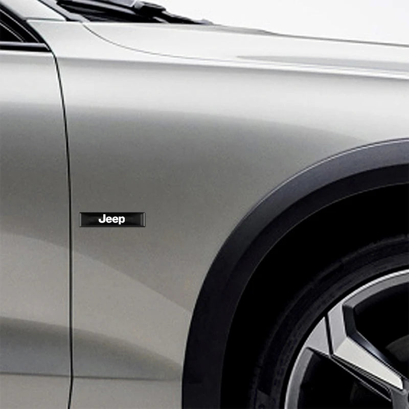 3D Car Emblem Stickers for Jeep Wrangler, Grand Cherokee, Compass | Black Epoxy Decal close-up view