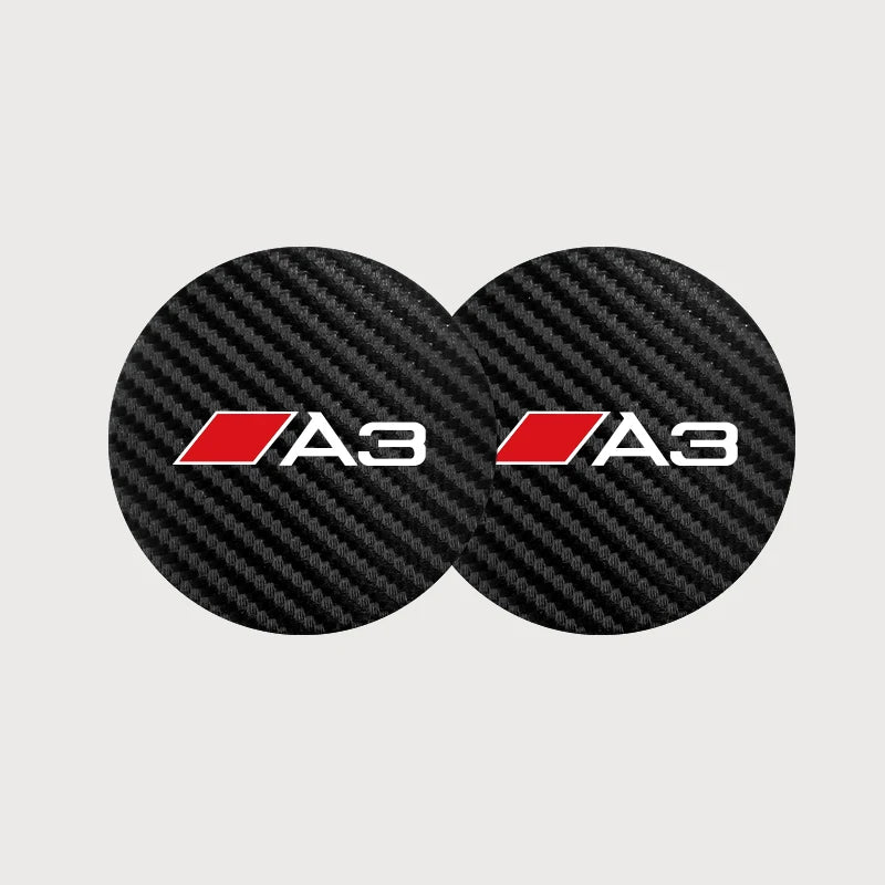 2Pcs Car Interior Leather Coaster Anti-noise Water Cup Pad for Audi S Line Models | C alternate view