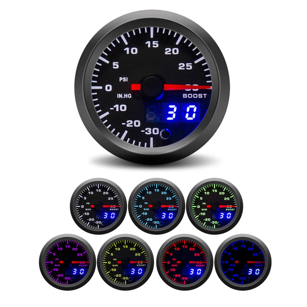 52mm 7 Color LED Tachometer Gauge Set | Boost, Water Temp, Oil Temp, Oil Pressure, Vo lifestyle view
