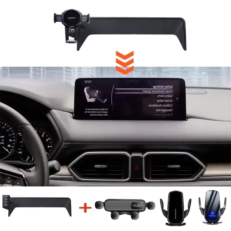 Screen Fixed Base Car Phone Holder For Mazda CX5 CX-5 2022 10.3-Inch Navigation Bracket Wireless Charging Mobile Stand