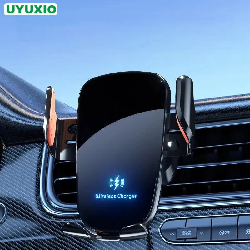 UYUXIO Wireless Car Charger Fast Charge | Manual Clamping Air Vent Phone Holder