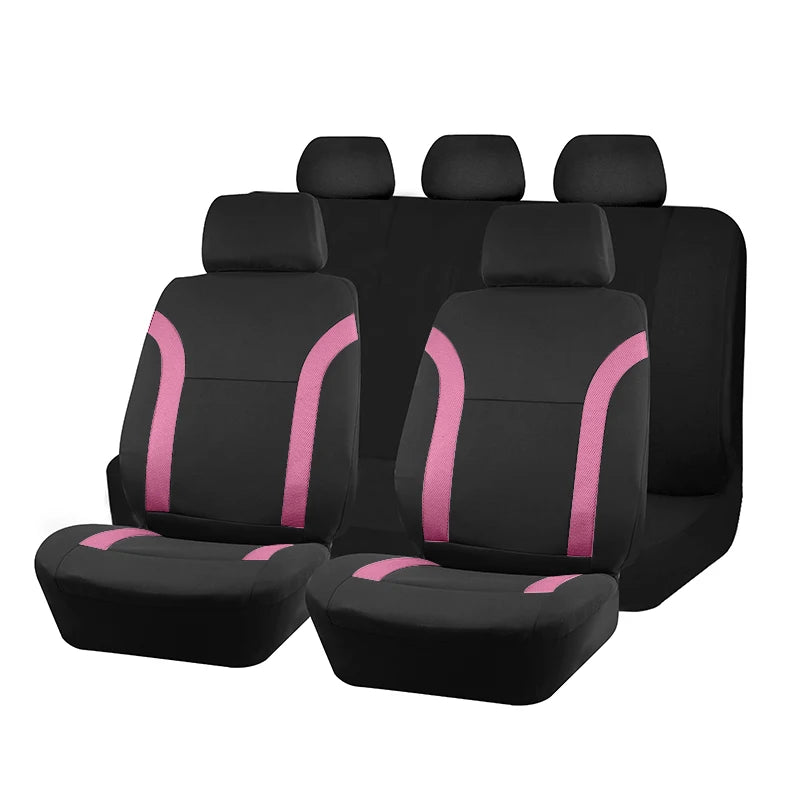 AUTO PLUS Sports Universal Polyester Car Seat Cover Set Fit Most Car Plain Fabric Bicolo detail view