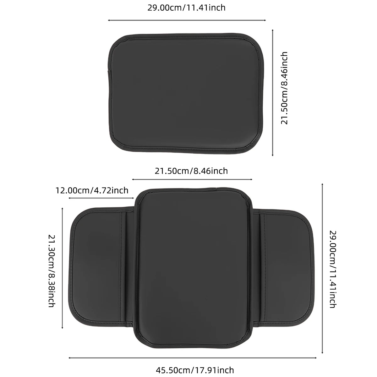 Car Center Console Protector Cover Upgraded Armrest Box Cushion Arm Rest Mat with Side Storage Pocket PU Leather Car Accessories