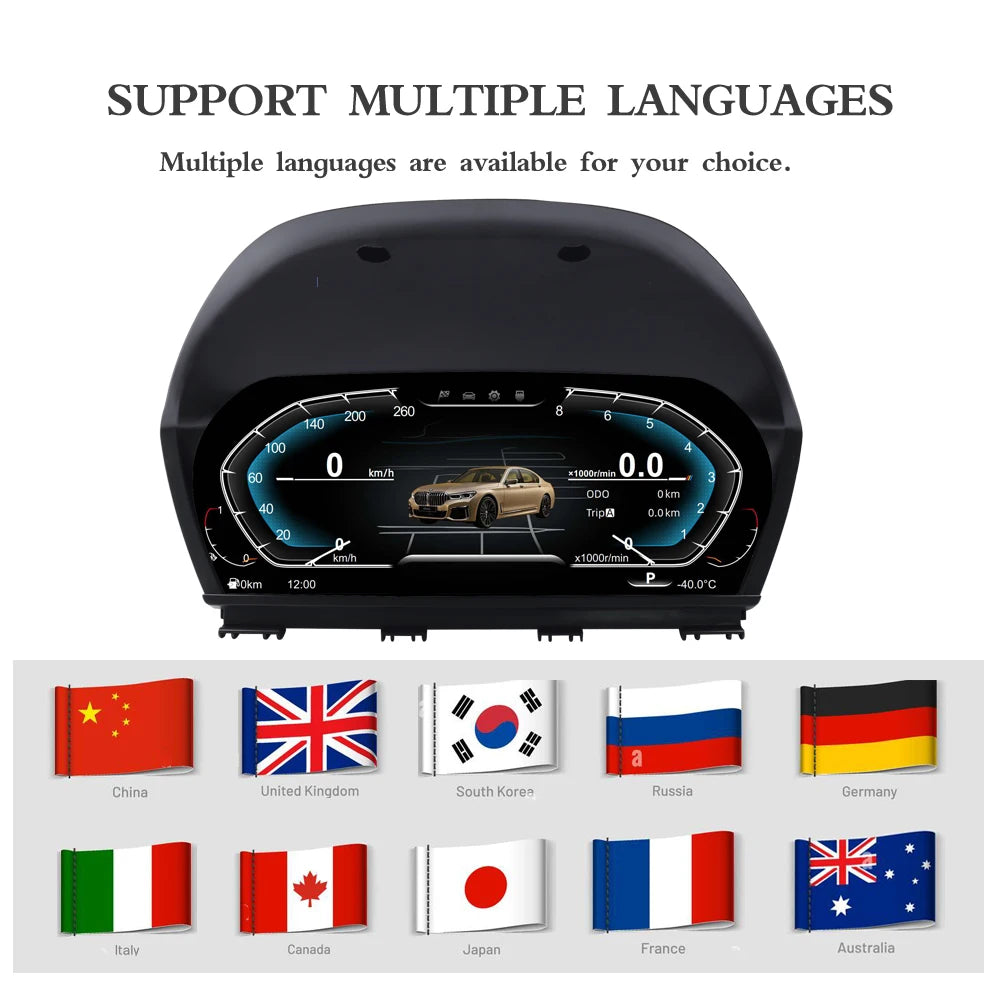Digital Cluster LCD Dashboard for BMW 1/2 Series X1/X2 2014-2021 | 1920x720 Virtual In close-up view