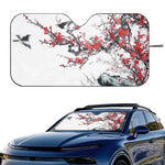 Chinese Plum Flower Sunshade Windscreen 3D Film Plaid Gift Novelty Car Front Window additional angle