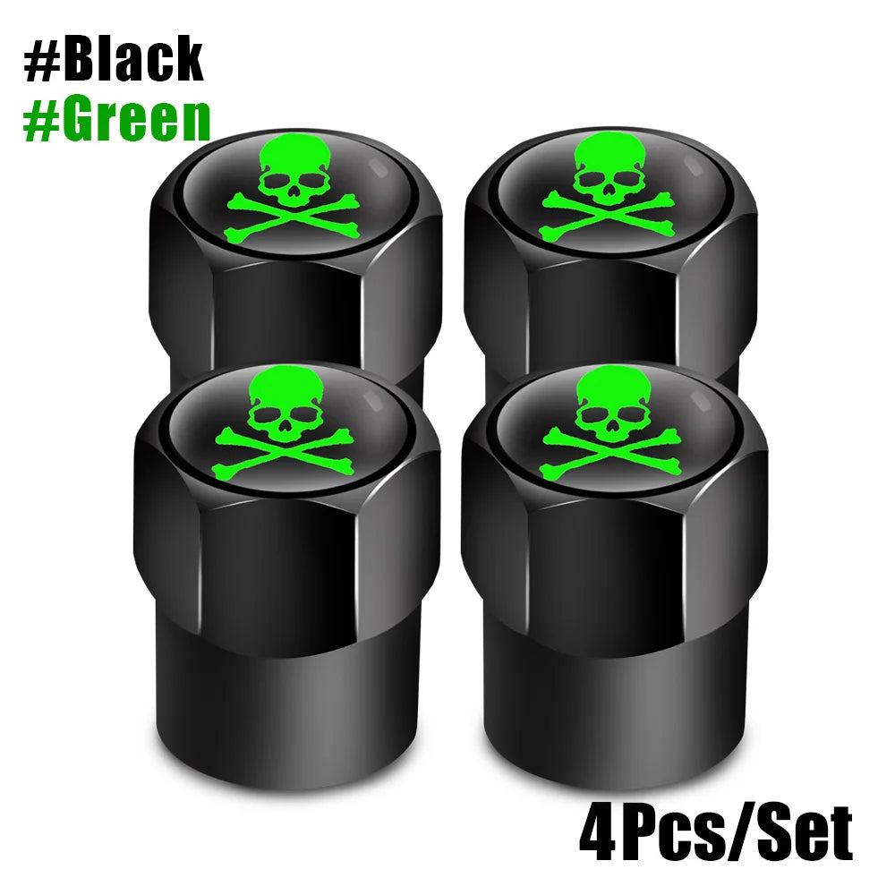 Red Skull Valve Stem Caps | 4-Pack Aluminum Alloy Tire Valve Covers for Cars, Trucks, alternate view