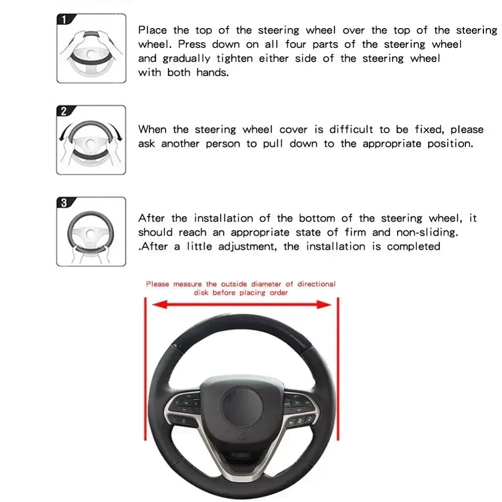 Car Steering Wheel Cover Breathable Anti Slip PU Leather Steering Covers Suitable 37-3 close-up view