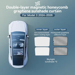 Tesla Model 3 Y Sunshade | Black Roof Graphene Honeycomb Sunroof Shade for 2025-2026 close-up view