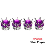 Bling Bling Rhinestone Valve Stem Caps | Chrome Crown Tire Valve Caps for Cars, Bik additional angle