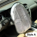 Steering Wheel Sun Shade Foldable Anti-UV Cover Silver