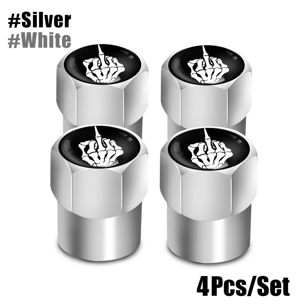 Red Skull Valve Stem Caps | 4-Pack Aluminum Alloy Tire Valve Covers for Cars, Truck additional angle