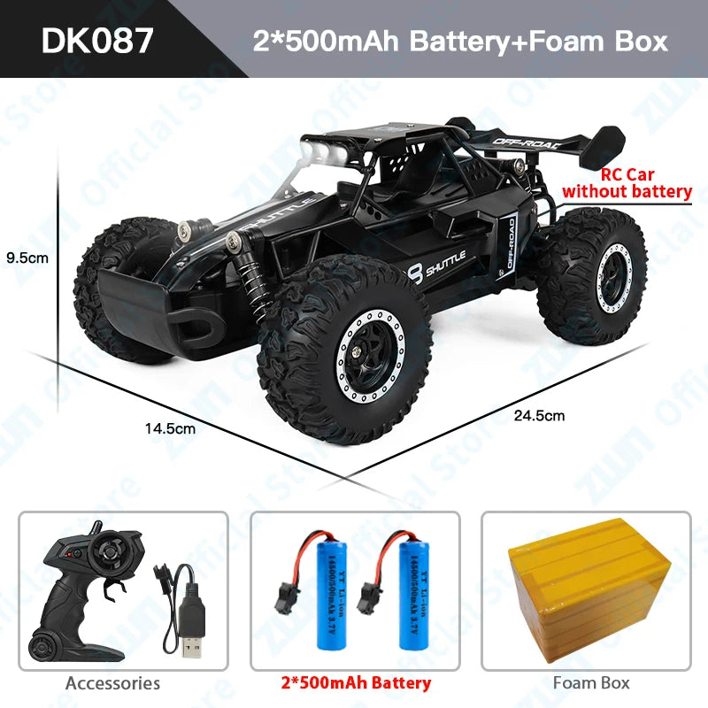 ZWN 1:16/1:20 2.4G Model RC Car With LED Light 2WD Off-road Remote Control Climbing additional angle