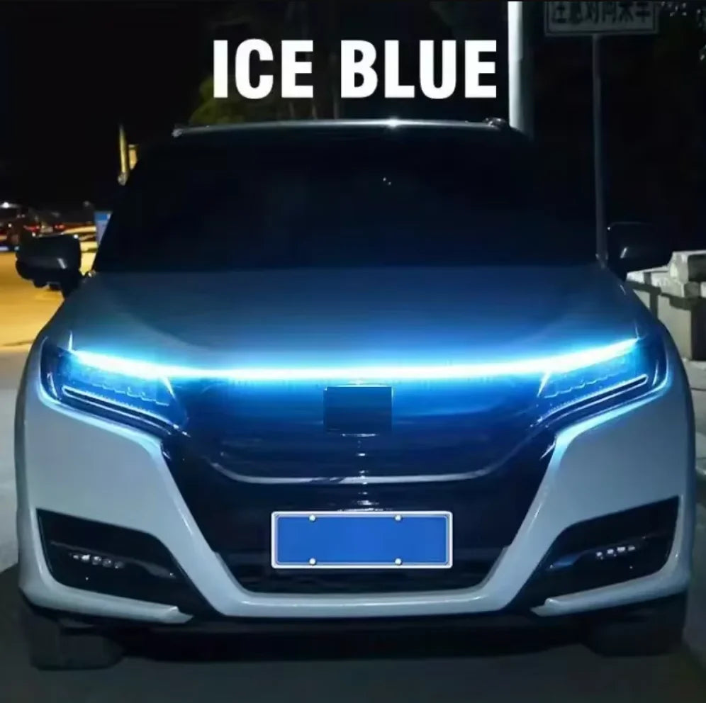 1pc Dynamic meteor Led Car Hood Lights Strip Universal Engine Hood Guide Decorative Li close-up view