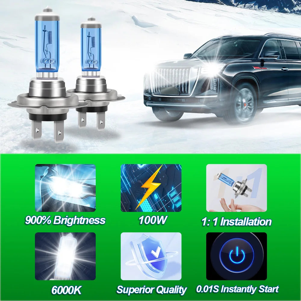 200W 20000LM H7 H11 Halogen Headlight H1 H4 9012 9007 H13 Hi/Lo Beam 12V 6000K Canbus lifestyle view