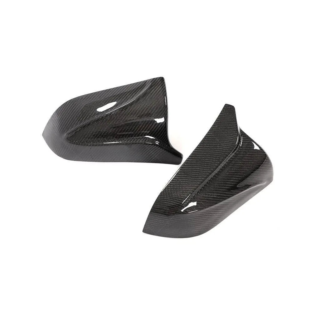 for 2017-2021 Tesla Model 3 Horn Style Horn Rear View Side Mirror Cover Case Glossy Black / Carbon Fiber
