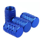 DSYCAR 4Pcs Silver Aluminum Knurling Tire Valve Stem Caps | US Schrader Compatible close-up view
