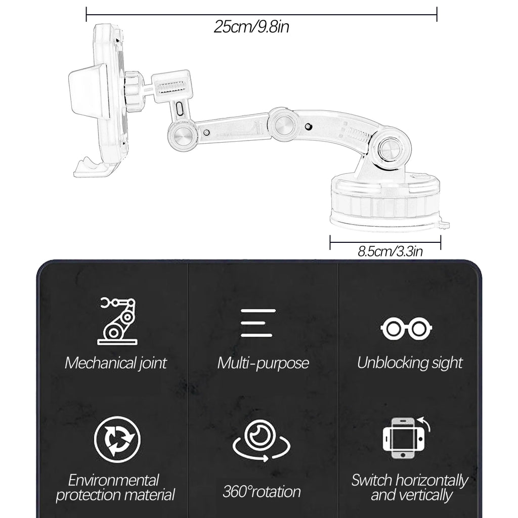 360 Rotation Universal Car Phone Holder Mount | Strong Suction Windshield Dashboard St close-up view