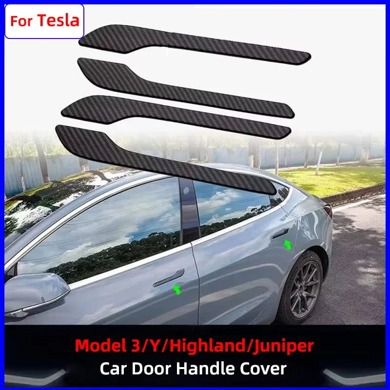 Tesla Model 3 Highland Model Y Juniper Door Handle Cover | ABS Carbon Fiber 4Pcs Set