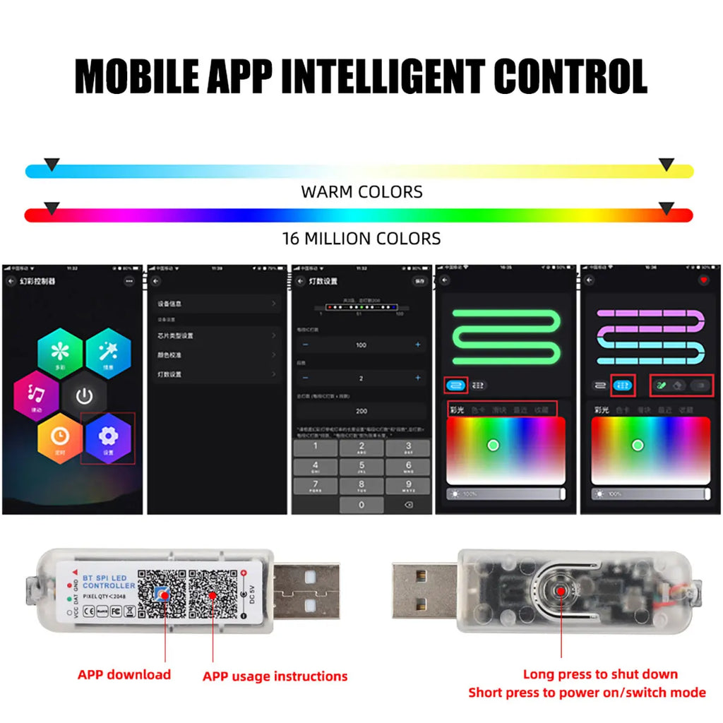 KEVANLY 10-in-1 RGB Car Ambient Light Kit – USB & APP Control, Footwell Atmosphere Lamps for Tesla Model 3/Y/S/X