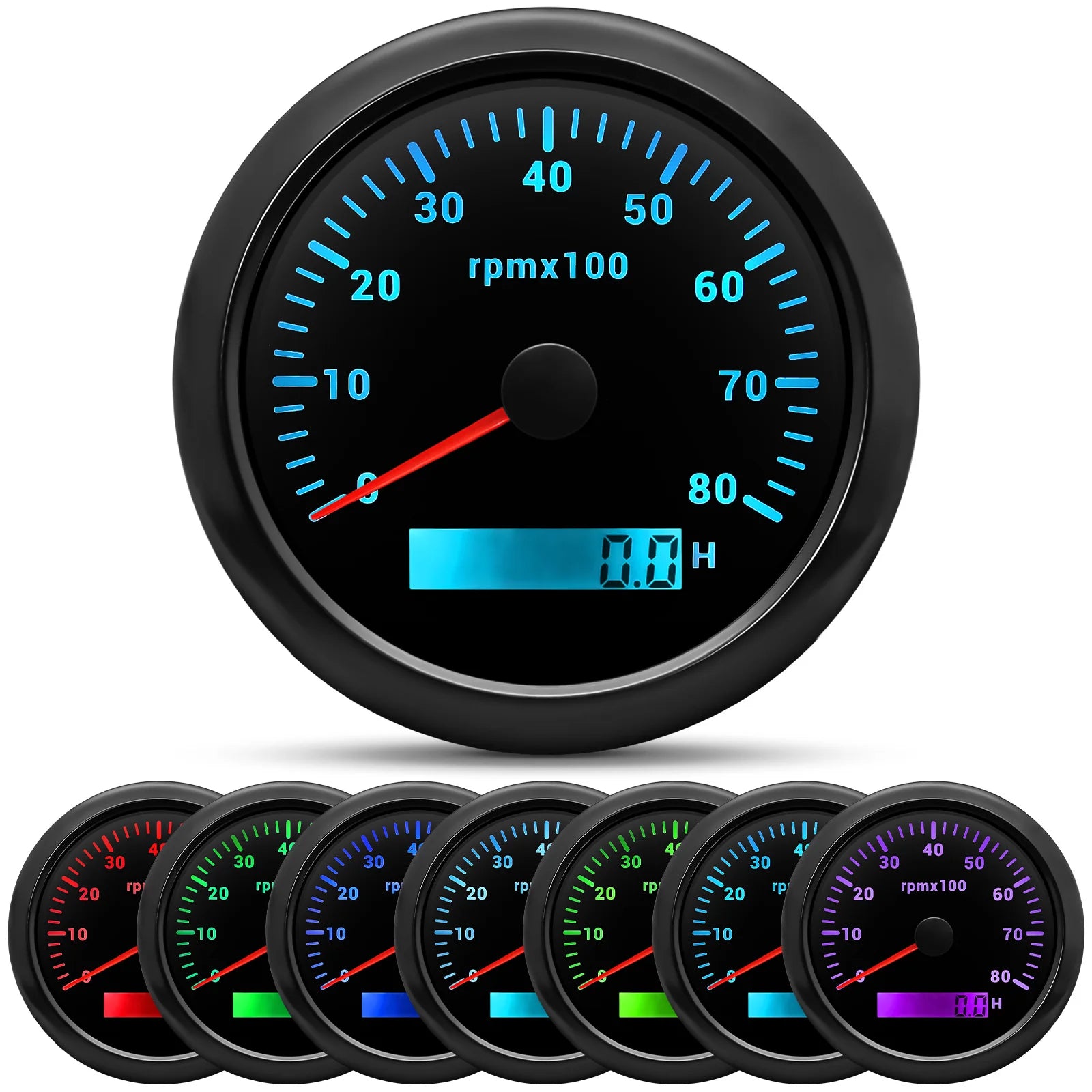 HD 85mm Tachometer with LCD Hourmeter | 7 Color Backlight Tacho Gauge for Marine Boat lifestyle view