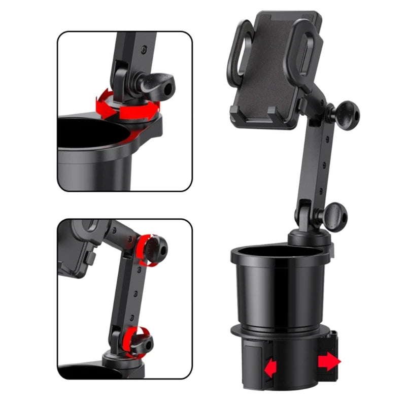 Car Cup Holder Expander with 360 Rotation Phone Mount