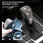 Universal Bling Diamond Gear Shift Cover, Sparkly Rhinestone PU Leather Car Shifter Knob Protector,
