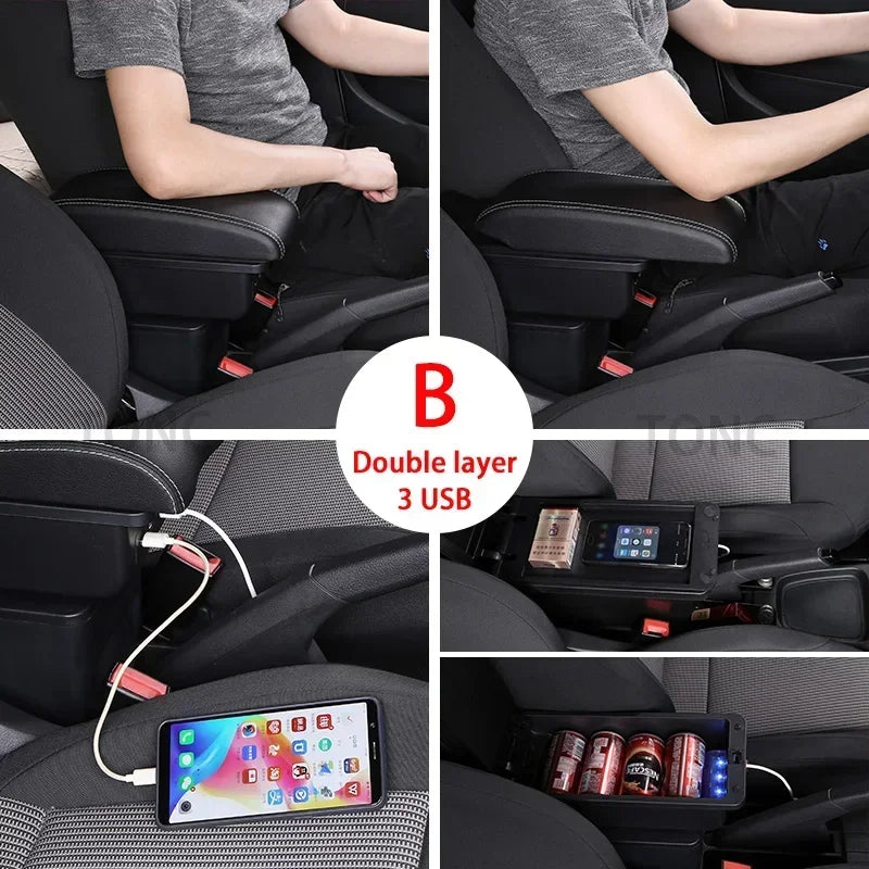 For Toyota Yaris 2005 2006 2007 2008 2009 2010 2011 Car Armrest Box with USB Internal lifestyle view